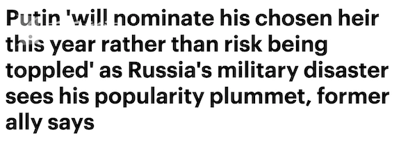 普京将于2023年提名俄罗斯继任领袖人选